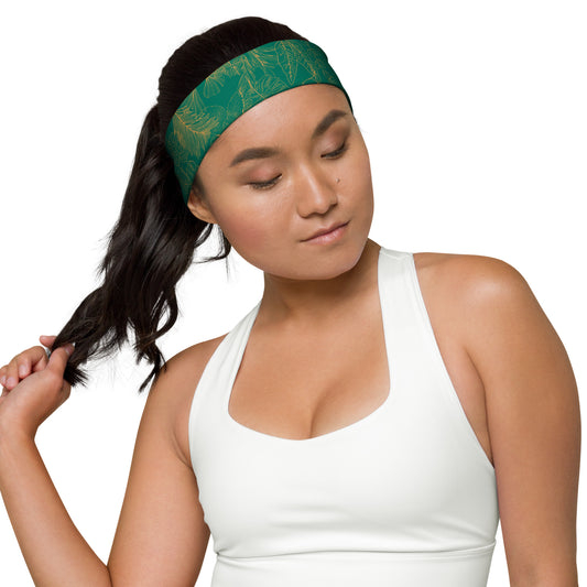 Gold Leaf Headband - Emerald