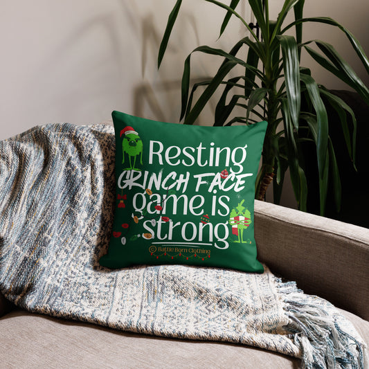 Resting Grinch Face Premium Pillow